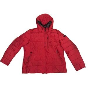 Michael Kors Men's Red Quilted Puffer Jacket Size M recycled bottles some flaws